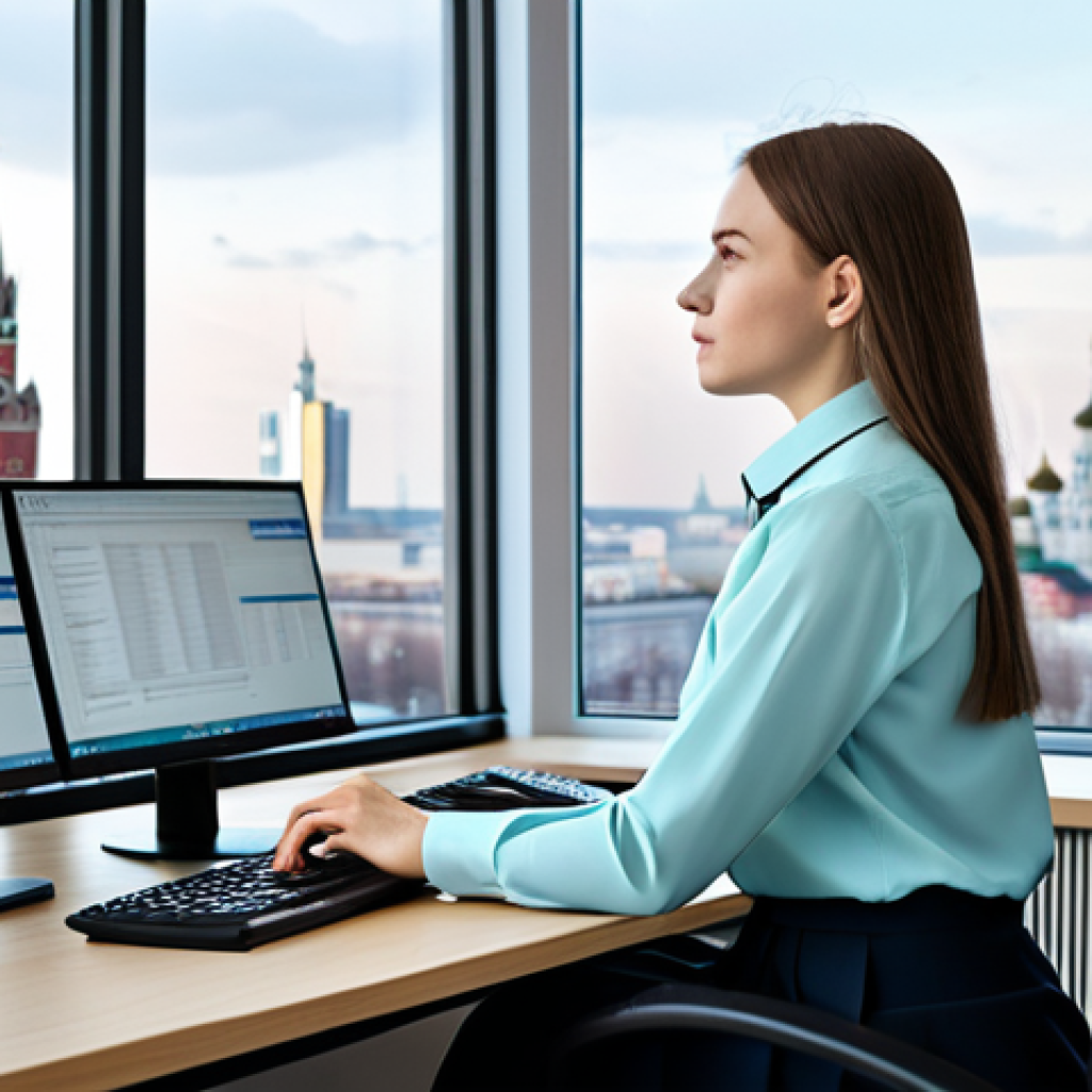 **

"A professional female programmer, fully clothed in a modern, modest office attire (blouse, skirt, or trousers), sitting at a desk with multiple monitors, coding. Moscow city skyline visible through the window. Perfect anatomy, correct proportions, well-formed hands, proper finger count, natural pose. Professional, safe for work, appropriate content, family-friendly. High quality, detailed, realistic lighting."

**