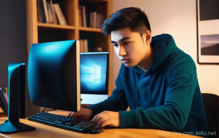 컴퓨터 고장 진단 프로그램 추천 - **Prompt:** A young person, possibly in their late teens or early twenties, with a frustrated expres...